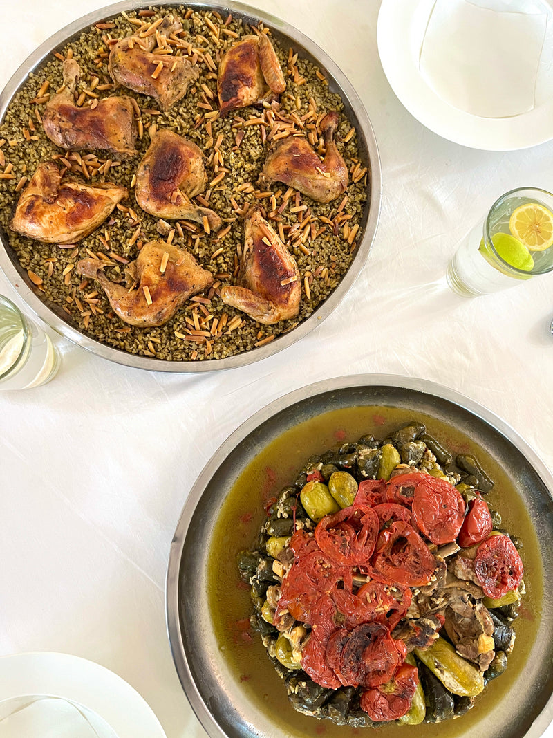 عزيمة Warak Dawali & Freekeh with Chicken